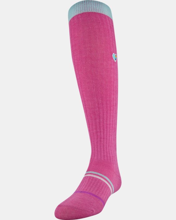 Girls' UA Over-The-Calf – 2-Pack Socks, Pink, pdpMainDesktop image number 2